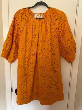 Zara ZW COLLECTION EMBROIDERED SHORT DRESS Tangerine XL Like New